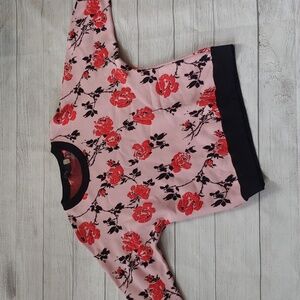 TAHARI ROSE FLOWER SWEATSHIRT TOP SMALL